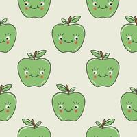 Seamless pattern with an apple character vector