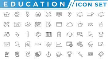 Education thin icon set vector