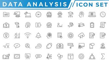 Data analysis icon set vector