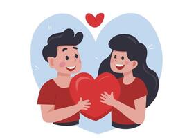 Happy young man and woman have healthy relationship concept. illustration vector