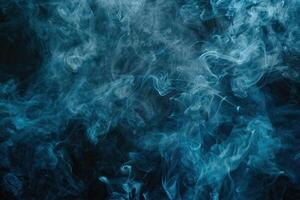 Isolated blue white wood burning smoke with black background for special overlay effects photo
