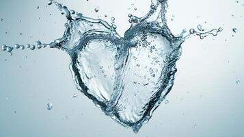 Heart from water splash with bubbles isolated on white water splash photo