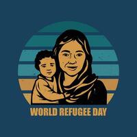 mamá y hijo mundo refugiado día t camisa diseño vector