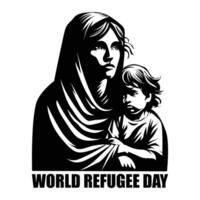 madre y hijo mundo refugiado día diseño vector