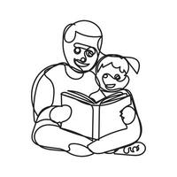 father and daughter one line art design. father and daughter outline design style vector