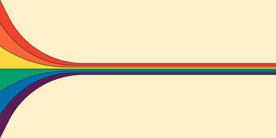 retro arco iris color a rayas camino horizontal bandera. gráfico arcoiris perspectiva fluir cubrir. Clásico hippy resumen espectral iridiscente líneas. de moda moderno sencillo disco y2k vistoso popular Arte líneas vector