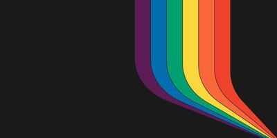 Retro rainbow color striped path horizontal banner. Geometric hippie rainbows perspective flow cover. Vintage hippy abstract spectral iridescent stripes. Trendy minimalism disco style y2k colorful art vector