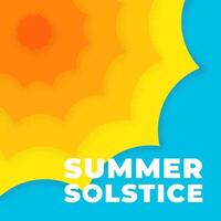 Abstract retro minimal summer solstice square banner. Bright sun equinox holiday vintage flyer. Trendy minimalist card. Summertime eps design template vector