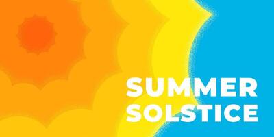 Abstract retro minimal summer solstice horizontal banner. Bright sun equinox holiday vintage poster. Trendy minimalist placard. Summertime eps design template vector