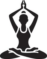 yoga silueta icono ilustración. aptitud concepto. sano estilo de vida. vector