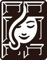 Girl face on chocolate bar. Sweet cacao snack. Candy bar Illustration. vector