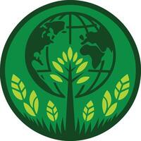 Green world with tree concept icon illustration. World environment and Earth Day concept. vector