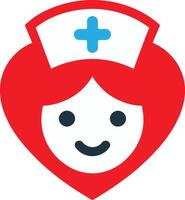 Nurse head in a heart shape icon illustration vector