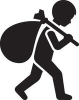 Boy carrying bag illustration. World Day against Child Labor. vector