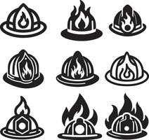 fuego sombrero icono ilustración colocar. vector