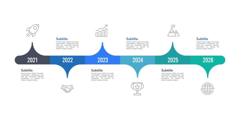 Business infographic 6 important events to success. Annual report, Business presentation template.