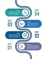 4 Process Infographic Roadmap Design Template. Milestone, Timeline, Steps and Option to success. vector