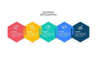 5 5 proceso infografía hexágono diseño modelo. negocio presentación. vector