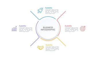 Infographic circle and thin line flat with 4 processes. Business presentation. vector