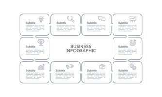 Workflow 10 process development infographic design template. Business presentation. vector