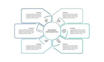 6 6 proceso infografía Delgado línea diseño modelo. diagrama, anual informe, negocio presentación, y organización. vector