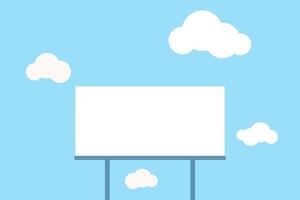 A blank billboard, ready for text, with cloud on blue background illustration vector