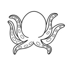 Octopus Black Outline Drawing for Coloring Page Sea Animal Cartoon Illustration vector