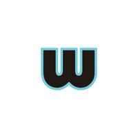 Letter w neon, blue geometric symbol simple logo vector