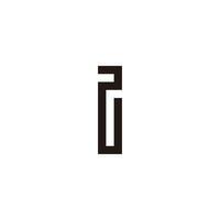 Letter r number 2 rectangle geometric symbol simple logo vector