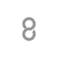 número 8 tubo geométrico símbolo sencillo logo vector