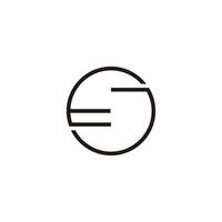 Letter E and J circle lines geometric symbol simple logo vector