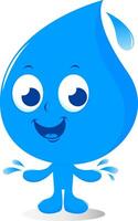Blue water character. Cute water drop cartoon on white background. vector