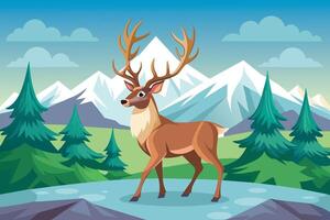 Reindeer mammal in its natural habitat vector