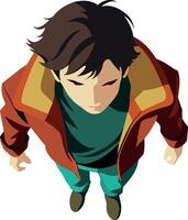 Boy with sportswear seen from above- vector