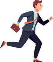 man in suit and tie with bag in hand runs vector
