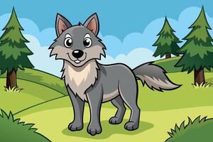 wolf in its natural habitat background- vector