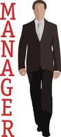 Stylized image of a man in a business suit with the word 'manager' above vector