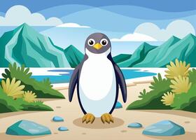 penguin in its natural environment background vector