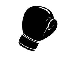 Black boxing glove silhouette. Black and white graphic illustration of sporting glove. Icon, logo, sign, pictogram, print. Concept of sports equipment, powerful punch. Isolated on white surface vector