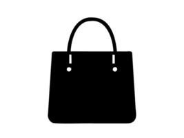 Black tote bag silhouette. Illustration. Simple monochrome shopping bag icon. Minimalist design. Logo, pictogram, print. Concept of reusable bags, eco-friendly shopping. Isolated on white backdrop vector