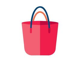 Red tote bag Illustration. Vibrant shopper bag design in a flat style. Minimalist design. Concept of reusable bags, eco-friendly shopping. Isolated on white background. Print vector