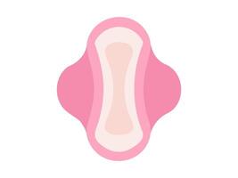 rosado sanitario almohadilla con alas. ilustración de un sanitario servilleta. femenino menstrual almohadilla aislado en blanco fondo. concepto de menstrual cuidado, personal higiene, De las mujeres salud esenciales vector