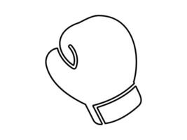 Outline illustration of boxing glove. Line art of sporting glove. Minimalist design. Black and white. Icon, logo, sign, pictogram, print. Sports equipment, powerful punch. Isolated on white surface vector