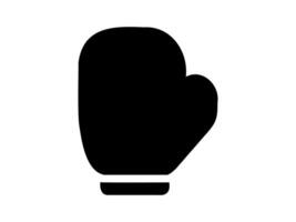 Black boxing glove icon in silhouette. Minimalist design of sporting glove. Logo, sign, pictogram, print. Sports equipment, boxing training, powerful punch. Isolated on white surface vector