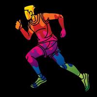 A Man Running Action Marathon Runner Male Movement vector