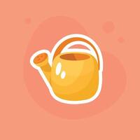 Watering can icon. Watering can isolated on orange background. Summer sticker. vector