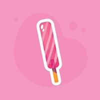 Ice cream icon in flat style on pink background. Summer sticker. vector