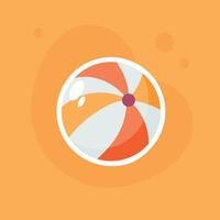 Beach ball flat icon. Illustration of beach ball on orange background. Summer sticker. vector
