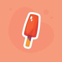 Ice cream icon in flat style on orange background. Summer sticker. vector