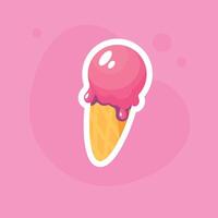 Ice cream icon in trendy flat style isolated on pink background. Summer sticker vector